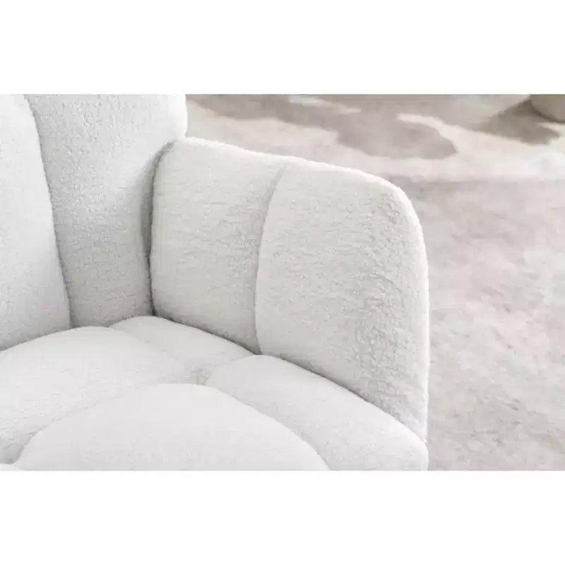 MAYEERTY Sillón Mecedora Tapizado de Tela de Peluche, para Interiores, Sala de Estar, Color Marfil
