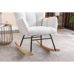 MAYEERTY Sillón Mecedora Tapizado de Tela de Peluche, para Interiores, Sala de Estar, Color Marfil