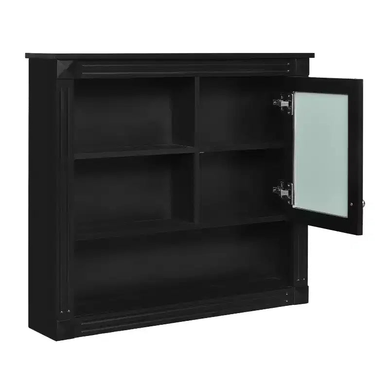 Botiquín de MDF rectangular FAMYYT de 32 pulg. de ancho x 28 pulg. de alto con espejo, 5 estantes extraíbles y bisagras de cierre suave