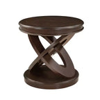 Mesa auxiliar redonda Luxystar Retro de madera con base en forma de X para comedor o sala de estar, Espresso