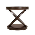 Mesa auxiliar redonda Luxystar Retro de madera con base en forma de X para comedor o sala de estar, Espresso