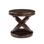Mesa auxiliar redonda Luxystar Retro de madera con base en forma de X para comedor o sala de estar, Espresso