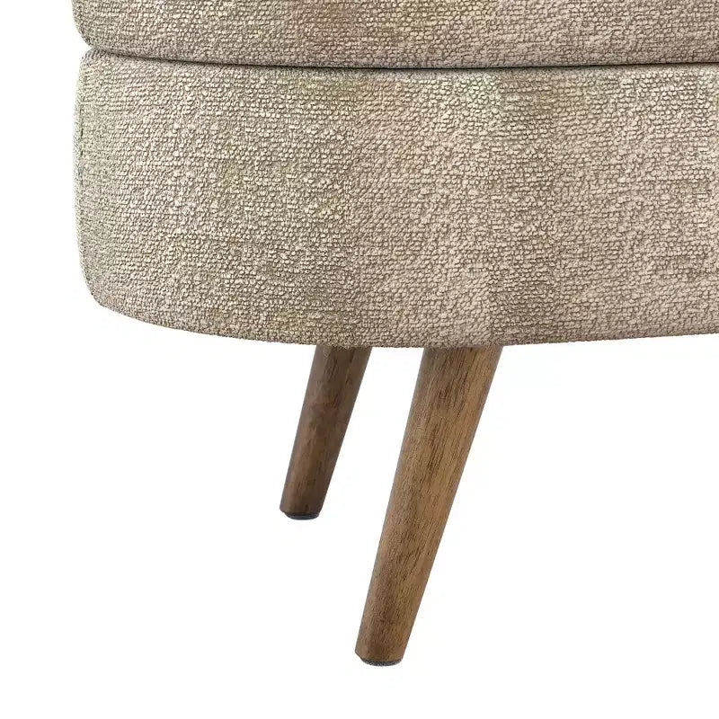 TUYOHW 43.5 Banco Otomano Ovalado de Almacenamiento de Tela, Banco de Almacenamiento Tapizado con Patas de Madera de Caucho, Otomana Reposapiés para Sala de Estar, Dormitorio, Entrada