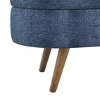 TUYOHW 43.5 Banco Otomano Ovalado de Almacenamiento de Tela, Banco de Almacenamiento Tapizado con Patas de Madera de Caucho, Otomana Reposapiés para Sala de Estar, Dormitorio, Entrada