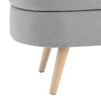 TUYOHW 43.5 Banco Otomano Ovalado de Almacenamiento de Tela, Banco de Almacenamiento Tapizado con Patas de Madera de Caucho, Otomana Reposapiés para Sala de Estar, Dormitorio, Entrada