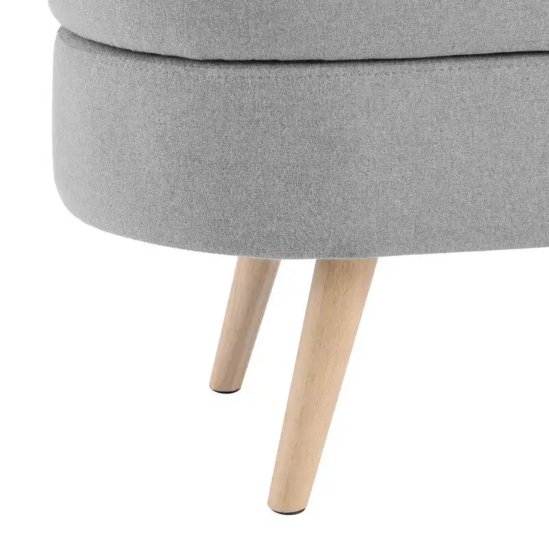 TUYOHW 43.5 Banco Otomano Ovalado de Almacenamiento de Tela, Banco de Almacenamiento Tapizado con Patas de Madera de Caucho, Otomana Reposapiés para Sala de Estar, Dormitorio, Entrada