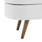 TUYOHW 43.5 Banco Otomano Ovalado de Almacenamiento de Tela, Banco de Almacenamiento Tapizado con Patas de Madera de Caucho, Otomana Reposapiés para Sala de Estar, Dormitorio, Entrada