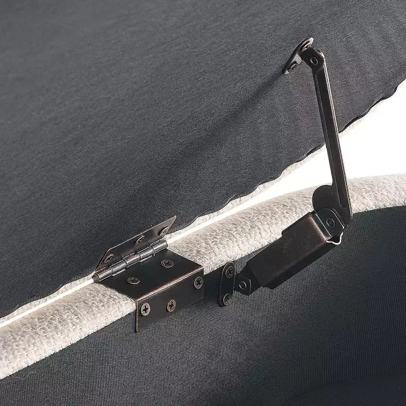 TUYOHW 43.5 Banco Otomano Ovalado de Almacenamiento de Tela, Banco de Almacenamiento Tapizado con Patas de Madera de Caucho, Otomana Reposapiés para Sala de Estar, Dormitorio, Entrada