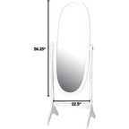 Espejo Cheval de pie inclinable, marco de madera blanca, espejo decorativo para dormitorio