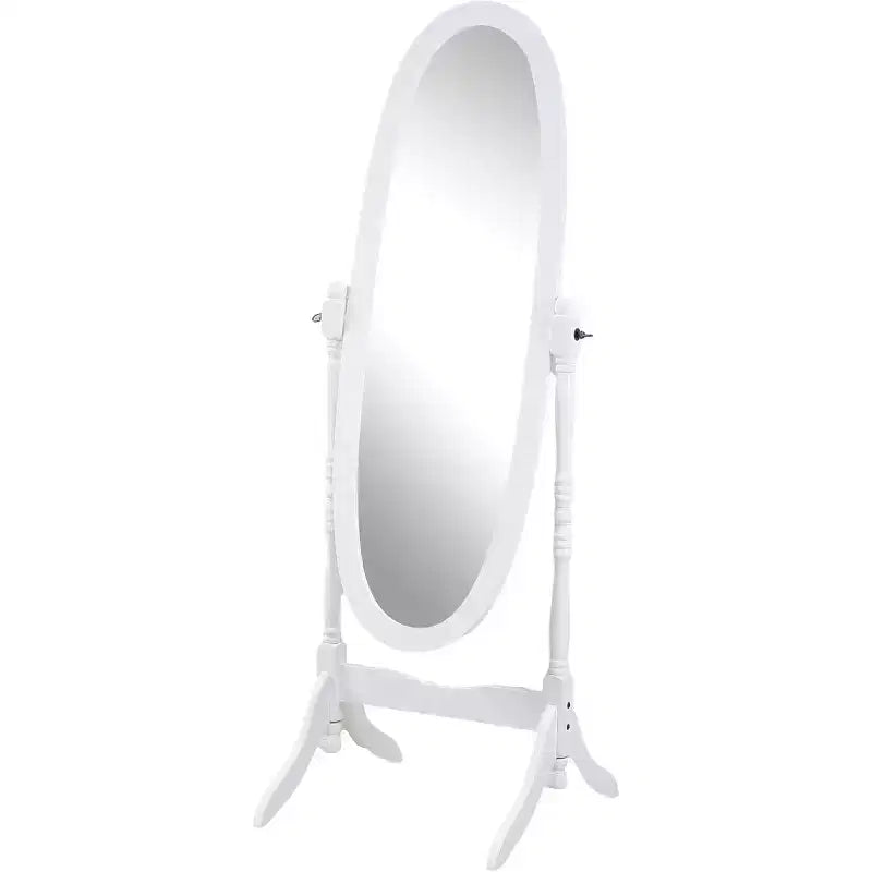 Espejo Cheval de pie inclinable, marco de madera blanca, espejo decorativo para dormitorio