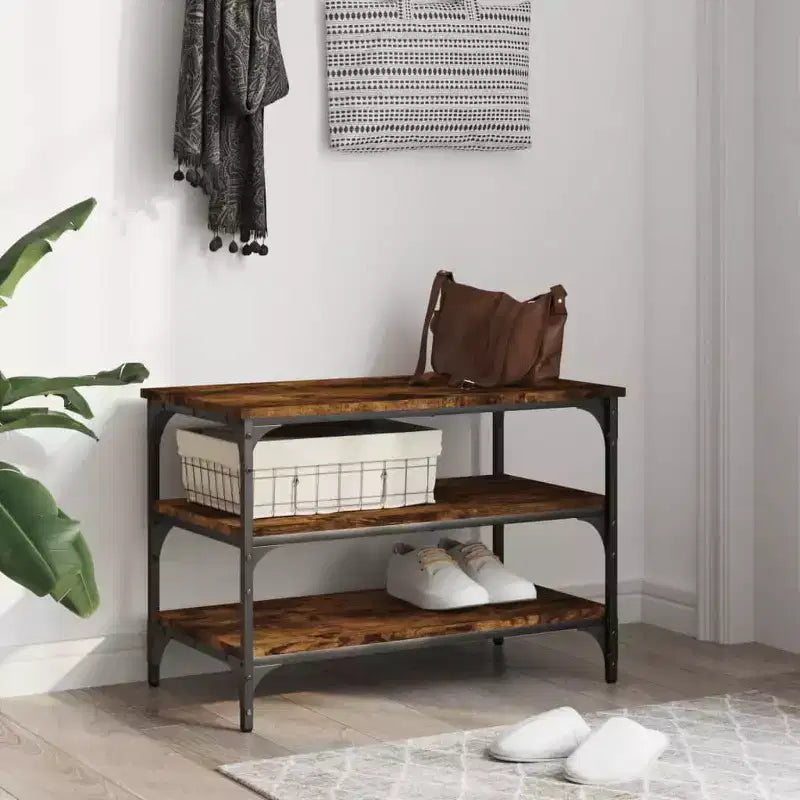vidaXL Banco zapatero organizador de almacenamiento Mueble de entrada de pasillo de madera de ingeniería