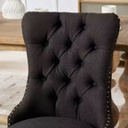 TUYOHW Sillas de Comedor Contemporáneas, 2 Piezas Elegantes Sillas Auxiliares Tapizadas, Sillas de Comedor de Lino Suave, Patas de Madera Maciza y Ribete de Tachuelas, 300lbs Máx.