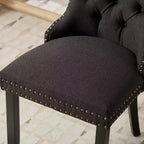 TUYOHW Sillas de Comedor Contemporáneas, 2 Piezas Elegantes Sillas Auxiliares Tapizadas, Sillas de Comedor de Lino Suave, Patas de Madera Maciza y Ribete de Tachuelas, 300lbs Máx.