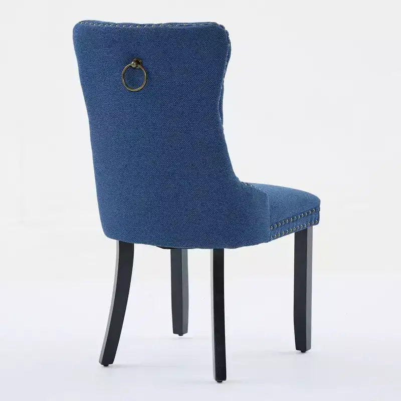 TUYOHW Sillas de Comedor Contemporáneas, 2 Piezas Elegantes Sillas Auxiliares Tapizadas, Sillas de Comedor de Lino Suave, Patas de Madera Maciza y Ribete de Tachuelas, 300lbs Máx.