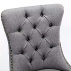 TUYOHW Sillas de Comedor Contemporáneas, 2 Piezas Elegantes Sillas Auxiliares Tapizadas, Sillas de Comedor de Lino Suave, Patas de Madera Maciza y Ribete de Tachuelas, 300lbs Máx.