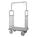 VEVOR Hotel Luggage Cart, 1200 LBS Load Capacity, Brushed Stainless Steel Finish Bellman's Cart, Valet Cart with Grey Carpeted Deck and 8in, Silver