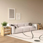 Mesita de noche de ratán, mesa auxiliar con 2 cajones de almacenamiento, mesita auxiliar estilo bohemio para dormitorio, sala de estar, oficina, mesita de noche grande