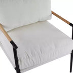 MAYEERTY 27.56 Sillón Moderno, Cojines de Felpa, Marco de Metal Minimalista, Reposabrazos de Madera, Sala de Estar, Dormitorio, Oficina