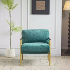 MAYEERTY 27.56 Sillón Moderno, Cojines de Felpa, Marco de Metal Minimalista, Reposabrazos de Madera, Sala de Estar, Dormitorio, Oficina