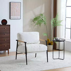 MAYEERTY 27.56 Sillón Moderno, Cojines de Felpa, Marco de Metal Minimalista, Reposabrazos de Madera, Sala de Estar, Dormitorio, Oficina