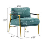 MAYEERTY 27.56 Sillón Moderno, Cojines de Felpa, Marco de Metal Minimalista, Reposabrazos de Madera, Sala de Estar, Dormitorio, Oficina