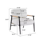 MAYEERTY 27.56 Sillón Moderno, Cojines de Felpa, Marco de Metal Minimalista, Reposabrazos de Madera, Sala de Estar, Dormitorio, Oficina