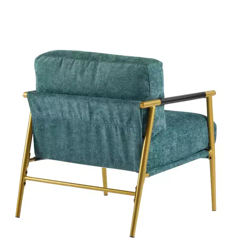 MAYEERTY 27.56 Sillón Moderno, Cojines de Felpa, Marco de Metal Minimalista, Reposabrazos de Madera, Sala de Estar, Dormitorio, Oficina