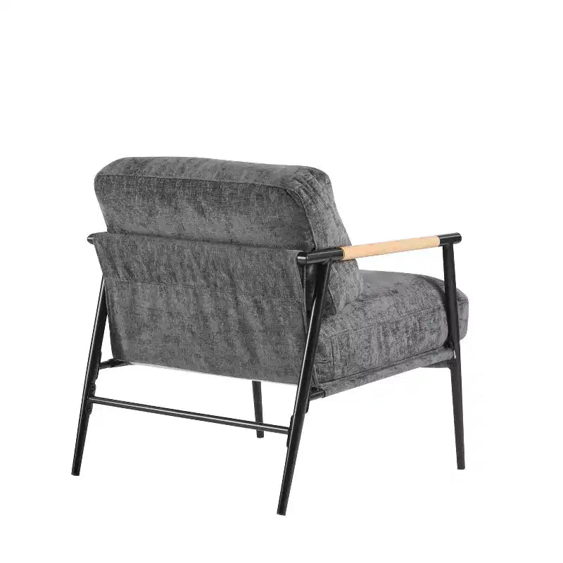 MAYEERTY 27.56 Sillón Moderno, Cojines de Felpa, Marco de Metal Minimalista, Reposabrazos de Madera, Sala de Estar, Dormitorio, Oficina