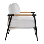 MAYEERTY 27.56 Sillón Moderno, Cojines de Felpa, Marco de Metal Minimalista, Reposabrazos de Madera, Sala de Estar, Dormitorio, Oficina