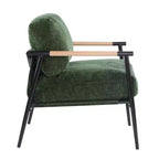 MAYEERTY 27.56 Sillón Moderno, Cojines de Felpa, Marco de Metal Minimalista, Reposabrazos de Madera, Sala de Estar, Dormitorio, Oficina