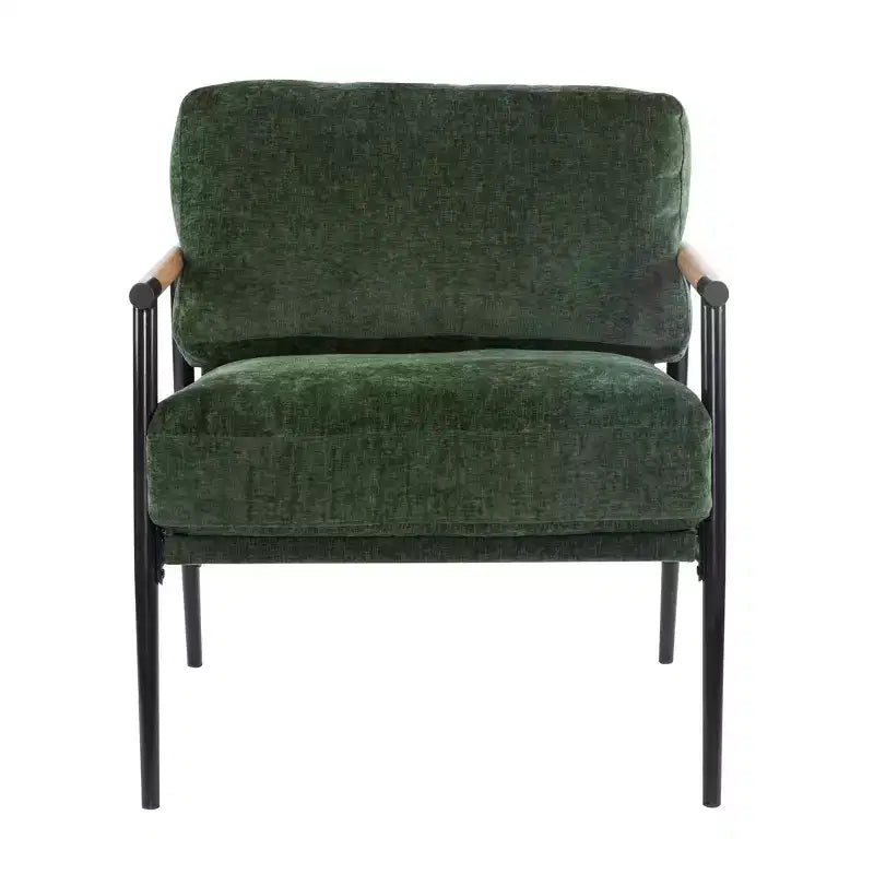 MAYEERTY 27.56 Sillón Moderno, Cojines de Felpa, Marco de Metal Minimalista, Reposabrazos de Madera, Sala de Estar, Dormitorio, Oficina
