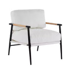 MAYEERTY 27.56 Sillón Moderno, Cojines de Felpa, Marco de Metal Minimalista, Reposabrazos de Madera, Sala de Estar, Dormitorio, Oficina