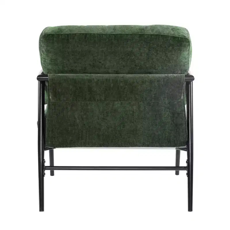 MAYEERTY 27.56 Sillón Moderno, Cojines de Felpa, Marco de Metal Minimalista, Reposabrazos de Madera, Sala de Estar, Dormitorio, Oficina