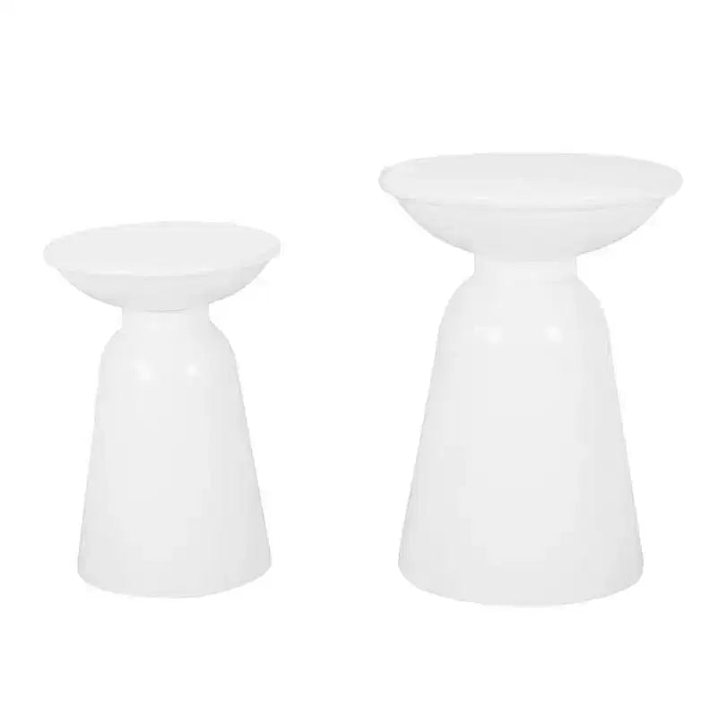 2-Piece Metal Side Tables - White (As Shown)