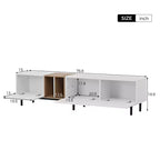 Mueble de TV Moderno MAYEERTY para TV de 80 pulgadas con 3 Puertas, Centro de Entretenimiento con Gran Armario de Almacenamiento para Sala de Estar Dormitorio, Blanco