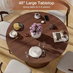 Mesa de comedor redonda Hommpa de 48 pulgadas con almacenamiento - Estante ajustable de 3 niveles, estilo rústico moderno, asientos para 4-6 personas
