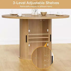 Mesa de comedor redonda Hommpa de 48 pulgadas con almacenamiento - Estante ajustable de 3 niveles, estilo rústico moderno, asientos para 4-6 personas