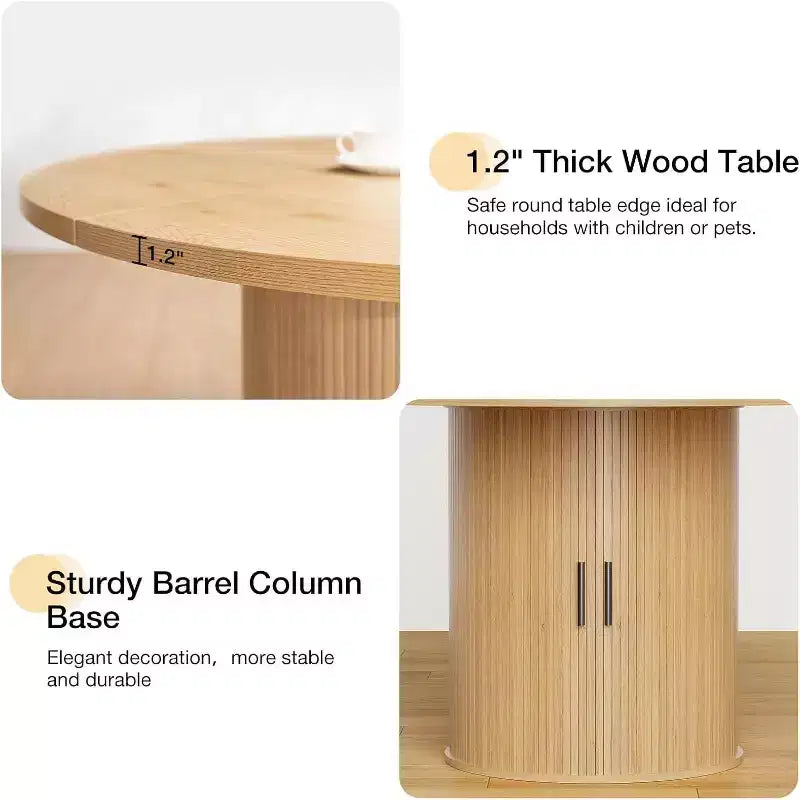 Mesa de comedor redonda Hommpa de 48 pulgadas con almacenamiento - Estante ajustable de 3 niveles, estilo rústico moderno, asientos para 4-6 personas