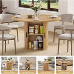 Mesa de comedor redonda Hommpa de 48 pulgadas con almacenamiento - Estante ajustable de 3 niveles, estilo rústico moderno, asientos para 4-6 personas