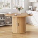 Mesa de comedor redonda Hommpa de 48 pulgadas con almacenamiento - Estante ajustable de 3 niveles, estilo rústico moderno, asientos para 4-6 personas