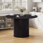 Mesa de comedor redonda Hommpa de 48 pulgadas con almacenamiento - Estante ajustable de 3 niveles, estilo rústico moderno, asientos para 4-6 personas