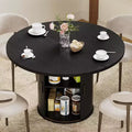 Mesa de comedor redonda Hommpa de 48 pulgadas con almacenamiento - Estante ajustable de 3 niveles, estilo rústico moderno, asientos para 4-6 personas