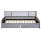 Cama de plataforma tapizada de terciopelo tamaño individual Luxystar con estantes de almacenamiento y 2 cajones para sala de estar