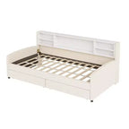 Cama de plataforma tapizada de terciopelo tamaño individual Luxystar con estantes de almacenamiento y 2 cajones para sala de estar
