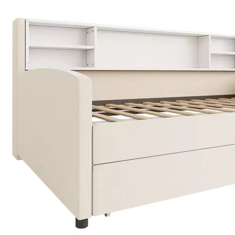 Cama de plataforma tapizada de terciopelo tamaño individual Luxystar con estantes de almacenamiento y 2 cajones para sala de estar