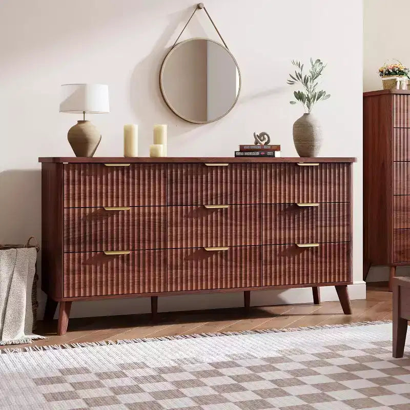 Cómoda de 60.6" de ancho con 9 cajones hondos - Mueble de TV moderno y cómoda para dormitorio, sala de estar y pasillo