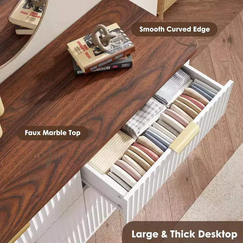 Cómoda de 60.6" de ancho con 9 cajones hondos - Mueble de TV moderno y cómoda para dormitorio, sala de estar y pasillo