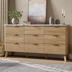 60.6 Wide Fluted Dresser with 9 Deep Drawers - Modern TV Stand & Chest for Bedroom, Living Room & Hallway