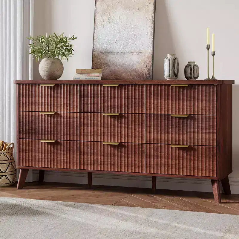 Cómoda de 60.6" de ancho con 9 cajones hondos - Mueble de TV moderno y cómoda para dormitorio, sala de estar y pasillo