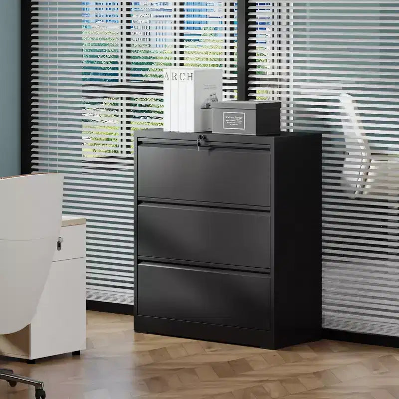Archivador lateral con cerradura VIYET 40H - Metal resistente para oficina en casa, guías de extensión total silenciosas, antivuelco, apto para cartas/oficio/A4/F4